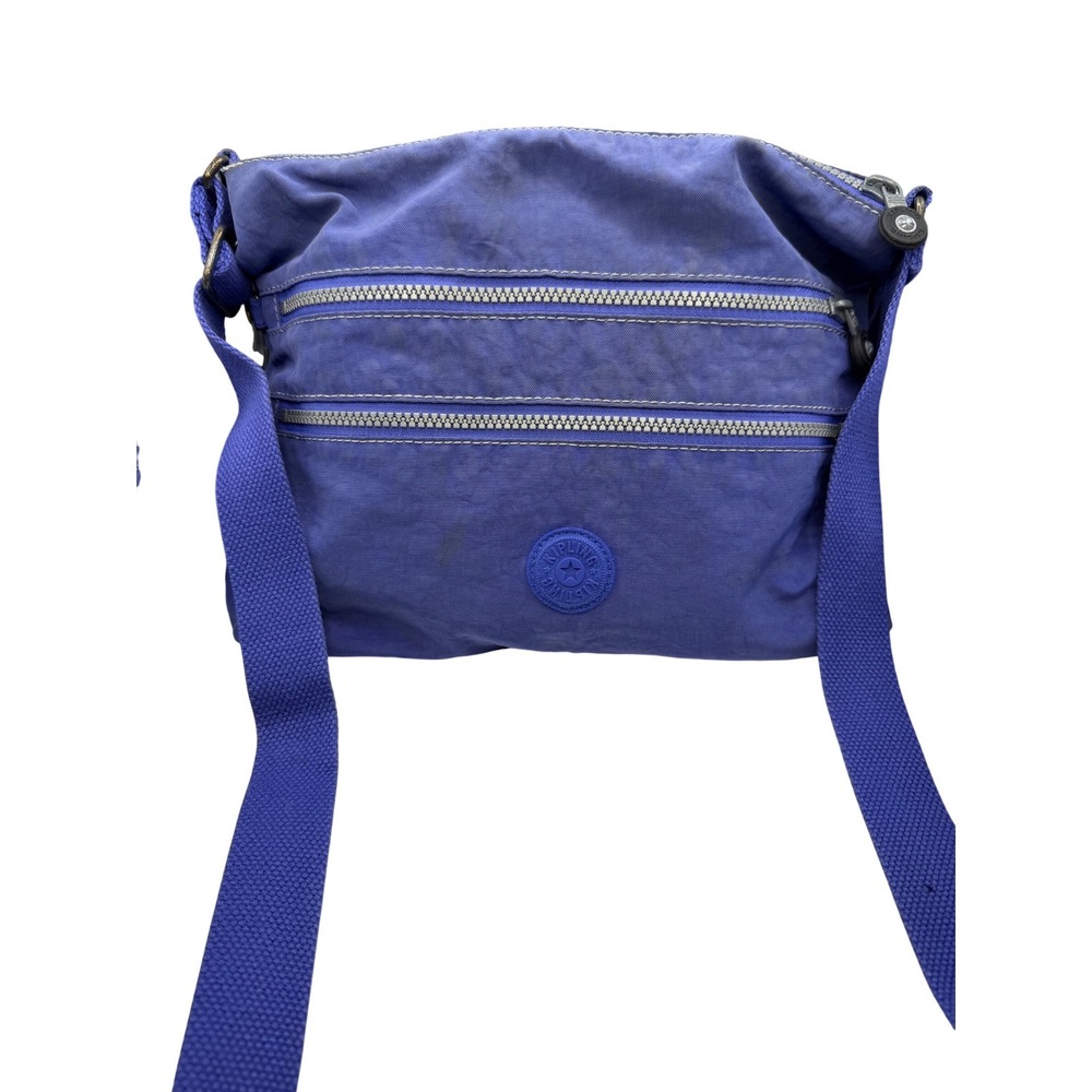 Kipling Purple Crinkle Nylon Crossbody Bag Multiple Zip Pockets Adjustable Strap